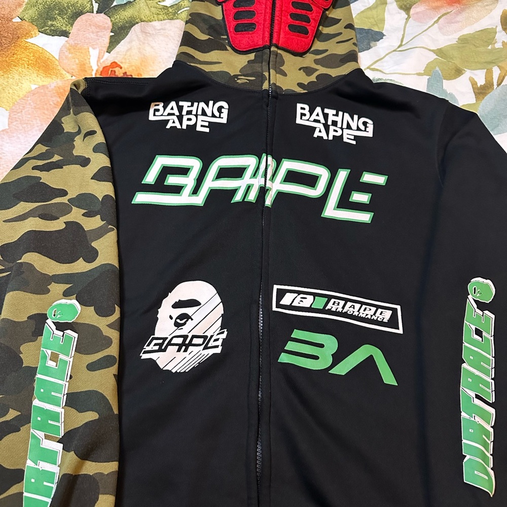 Bape Red and Green Camo Full-Zip Hoodie
